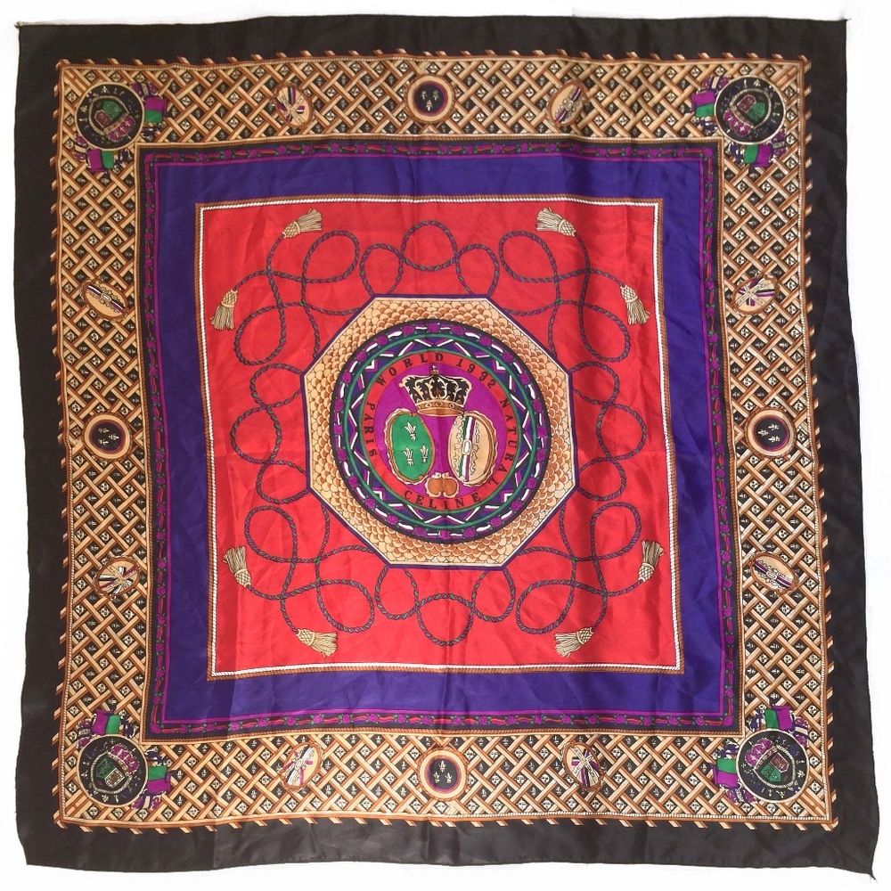 Celine Paris Square Silk Scarf Paris World 1992